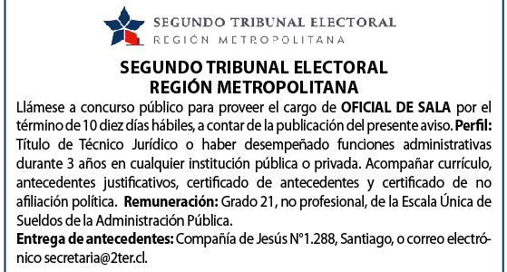 Concurso para Oficial de Sala