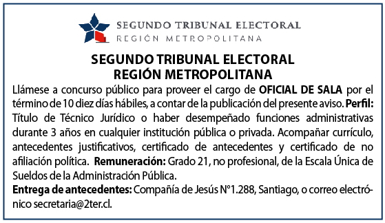 Concurso para Oficial de Sala